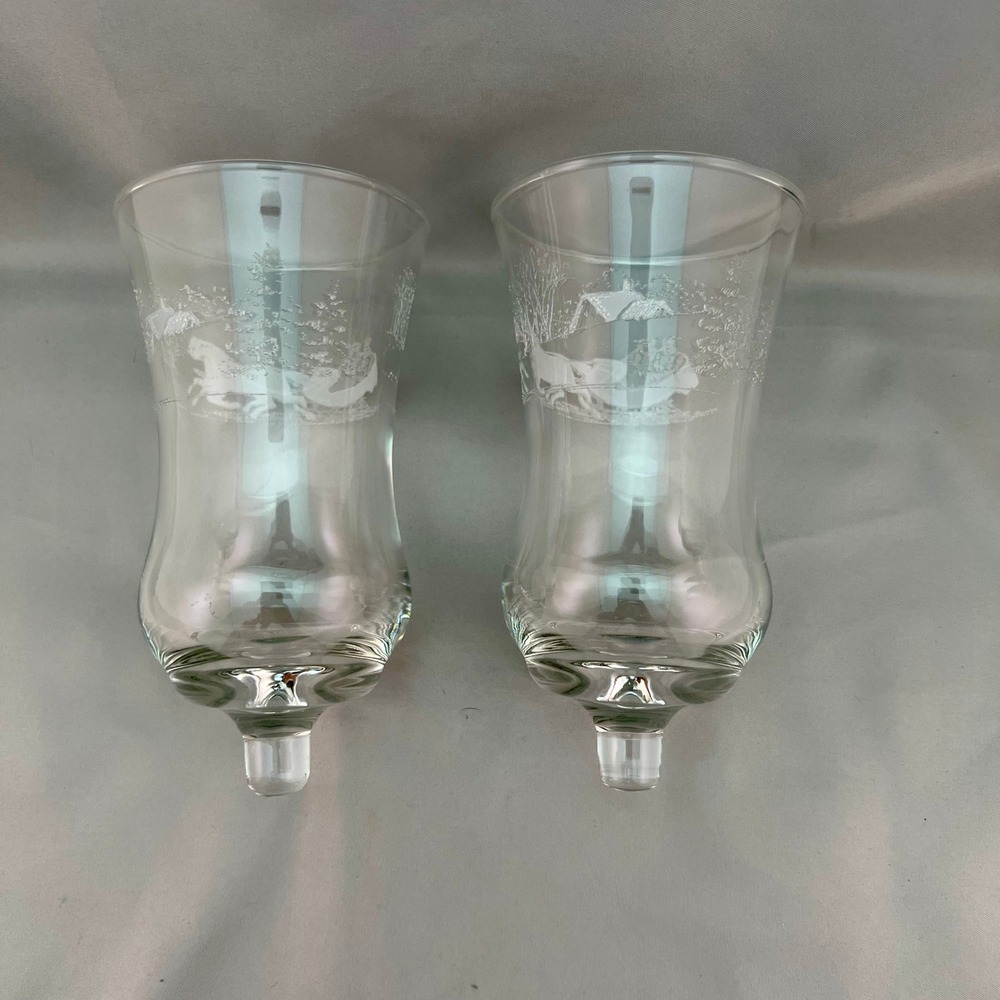 Homco Votive Holders Unisex OS Clear Excellent Sleigh Ride Peg Glass Set 2 - Picture 4 of 9